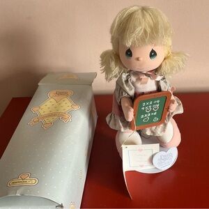 Precious Moments Blonde Doll Multiple my Blessings/Chalkboard & Stand:Box